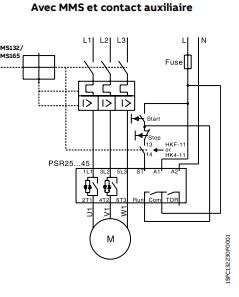 Schéma de câblage pour démarreur PSR25 à PSR45