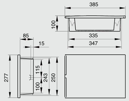 Dimensions du creux d'encastrement du tableau encastrable 1 rangée