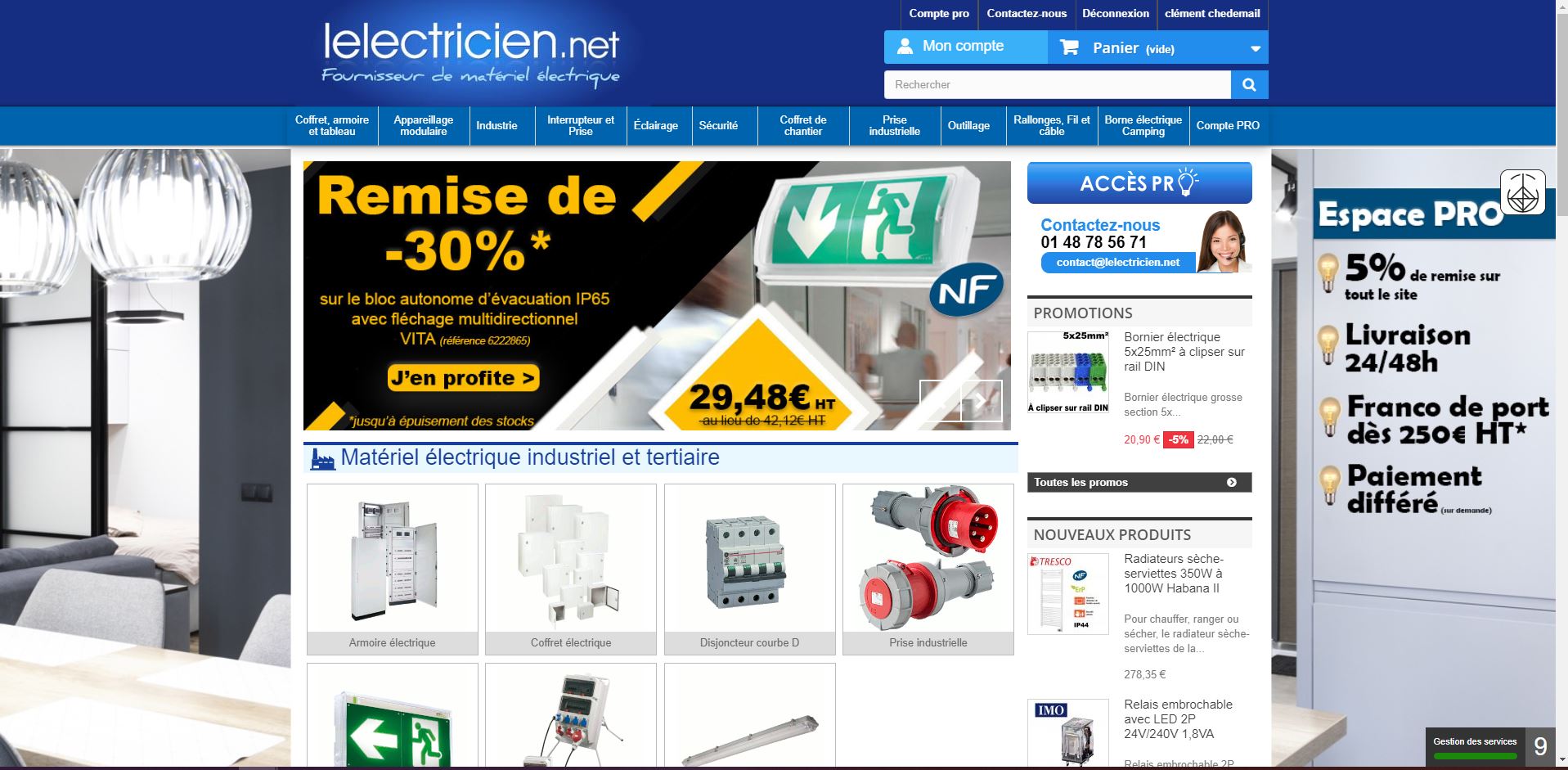 ancien compte pro materiel electrique lelectricien.net