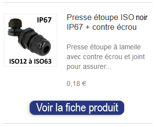 presse-etoupes/presse étoupe iso noir ip67 avec contre ecrou