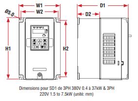 Variateur de fréquence triphasé 380V de 0,75kW à 22KW - IP66 extérieur