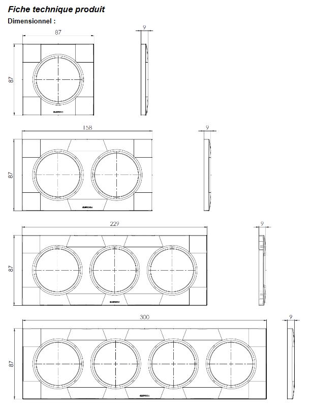 dimensions plaque de finition anthracite-square-eurom