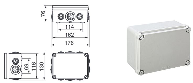 IDE EL161 Boite Étanche IP67 116mm x 162mm x 76mm