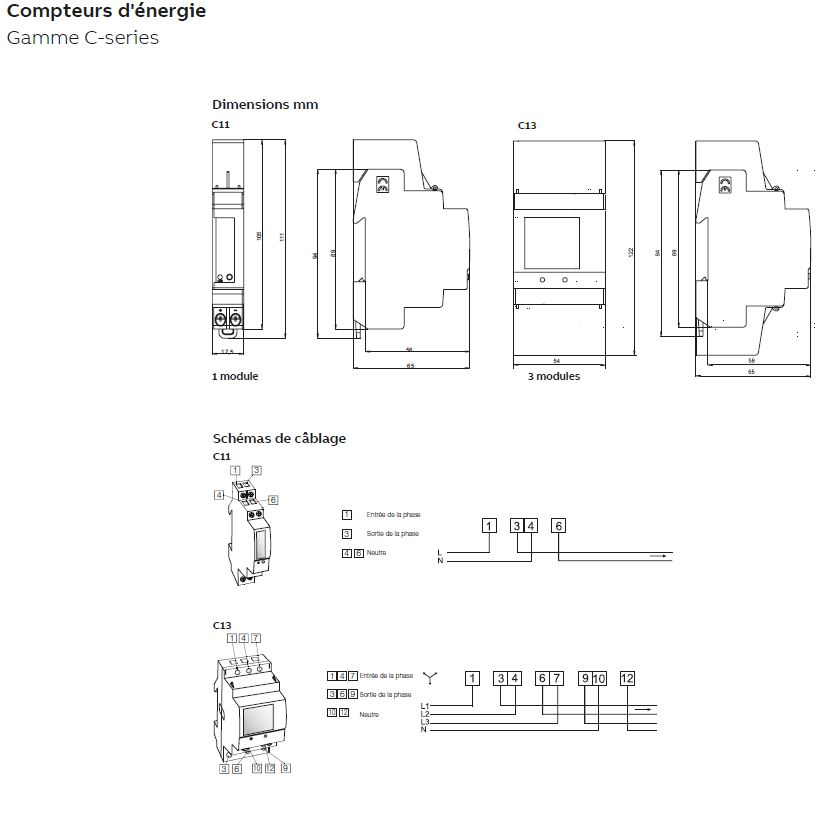 Compteur d'énergie électrique monophasé 40A