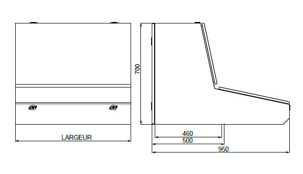 Schema de coupe avec dimensions du pupitre synoptique